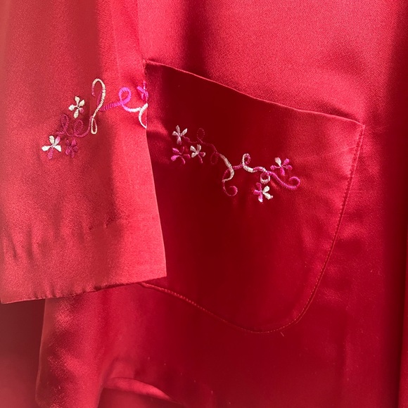 Custom made silk pajama S  cranberry red - Picture 5 of 11